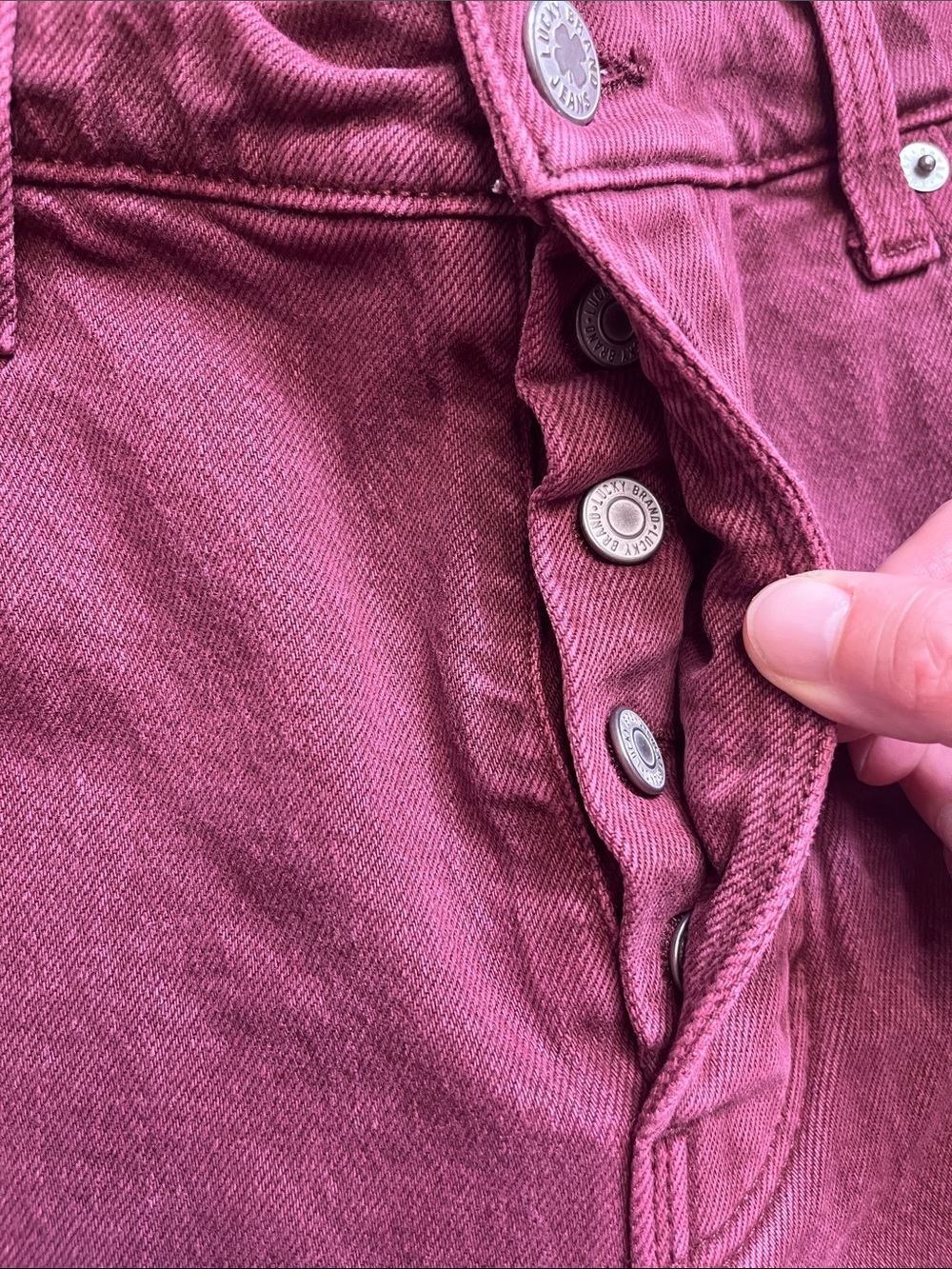 Lucky Brand Burgundy Cropped Jeans 12/31 Button Fly Straight Leg - Picture 5 of 9
